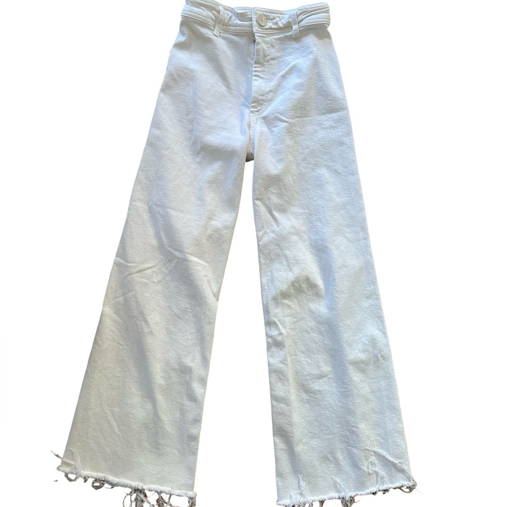 Zara White Wide Leg Flare Jeans